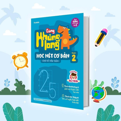 Sách - Cùng Khủng Long Học Nét Cơ Bản - Combo 3 Cuốn - Tặng Kèm Sticker Bé Trai - Megabook