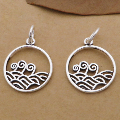 Combo 3 cái charm bạc thái hình sóng biển treo - Ngọc Quý Gemstones