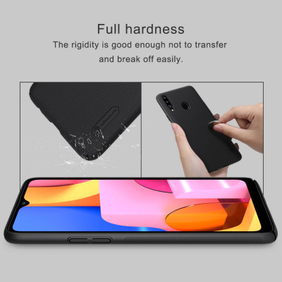 Ốp Lưng Sần chống sốc cho Samsung Galaxy A20s hiệu Nillkin Super Frosted Shield (Đính kèm giá đỡ hoặc miếng dán từ tính) - Hàng Chính Hãng