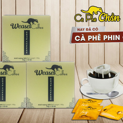 Combo: cà phê chồn phin giấy (10 gói x 15g)+ bột kem pha cà phê 170g