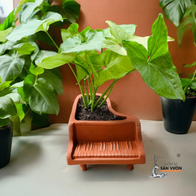 Chậu Gốm Đất Nung Mini Hình Đàn Piano - Chậu Gốm Decor