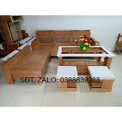 Bộ bàn ghế góc Như Ý gỗ xoan đào
