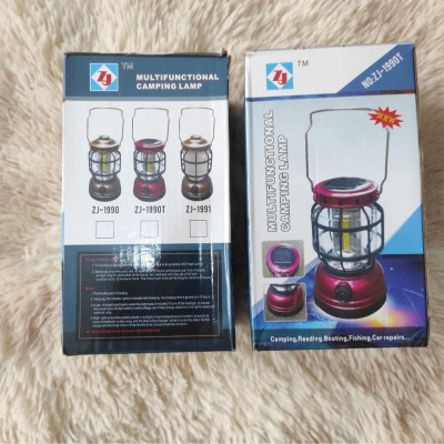 Đèn Cắm Trại ZJ-1990T Dùng Pin Sạc Và Năng Lượng Mặt Trời Có Cổng USB Có Thể Sạc Điện Thoại