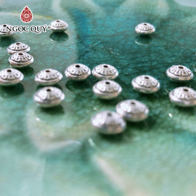 Combo 4 cái charm bạc chặn hạt hình đĩa bay họa tiết - Ngọc Quý Gemstones
