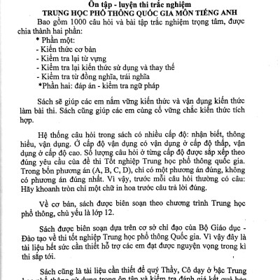 Ôn Tập Luyện Thi Trắc Nghiệm THPT 2020 - Môn Tiếng Anh