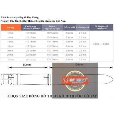 HC8443 - Dây đồng hồ Huy Hoàng da đà điểu da bụng size 16, 18, 20 màu xanh rêu