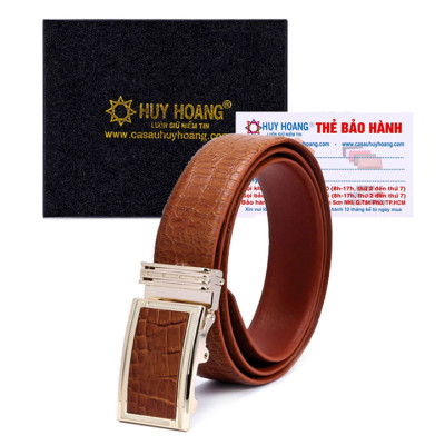  Thắt lưng nam Huy Hoàng da bò vân cá sấu 3,5P màu da, đen, nâu HT4113-14-15