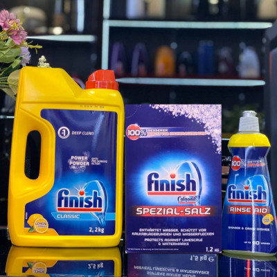 Bộ 3 sản phẩm bột rửa bát Finish 2,2 kg + muối rửa bát Finish 1,2kg+ bóng Finish 400 ml