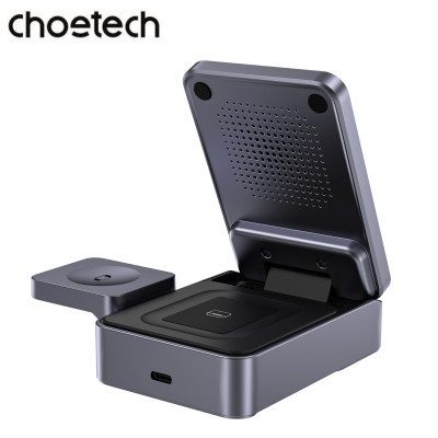 Đế sạc nhanh không dây 3 in 1 gấp gọn 15W Choetech T637 chuẩn Qi2 dùng cho điện thoại, tai nghe và đồng hồ thông minh - Hàng chính hãng)