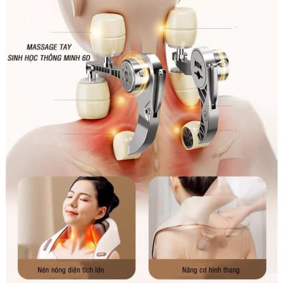 Máy Massage Cổ Vai Gáy, Máy Massage Mô Phỏng Như Các Đầu Ngón Tay, Máy Massage Thế Hệ Mới 6D Bản Pro - Hàng Nhập Khẩu