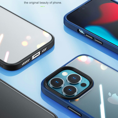 Ốp lưng cho iPhone 13 Pro Max hiệu ROCK Guard Hybrid Glass Pc viền màu chống sốc (Không ố màu) - Hàng nhập khẩu