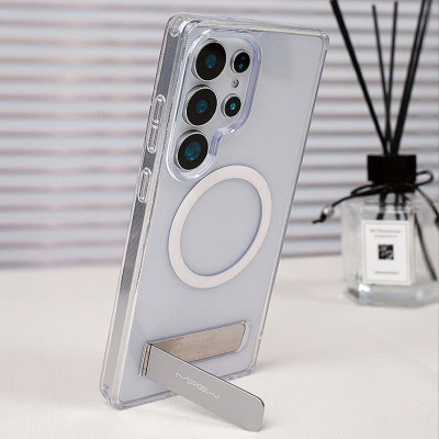 Ốp lưng sạc từ tính chân chống Samsung Galaxy S25 Ultra/ S25 Plus, Mipow Qi2 Tempered Stand Transparent (Bayer Germany)_ Hàng Chính Hãng