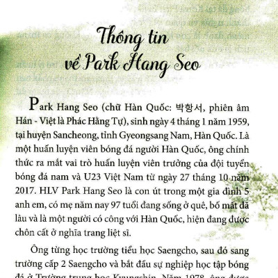 Phong Cách Quản Trị Park Hang Seo - Bí Quyết Thành Công Của Doanh Nghiệp Hàn Quốc (Tái Bản 2019)