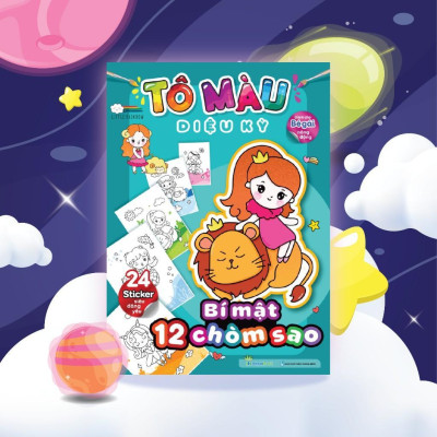 Sách - Tô Màu Diệu Kỳ - Bí Mật 12 Chòm Sao (Hơn 40 Stickers) - Megabook