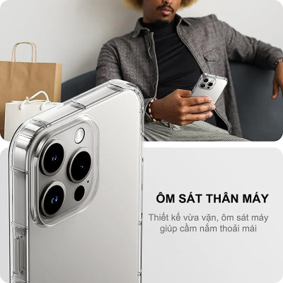 Ốp lưng chống sốc cho iPhone 16 Pro Max / 16Pro / 16 Plus / IP16 hiệu Gucase Likgus Crashproof - Thiết kế trong suốt, chống ố, giúp chống chịu mọi va đập - hàng nhập khẩu
