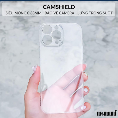 Ôp lưng trong suốt siêu mỏng 0.3mm bảo vệ camera cho iPhone 16 Pro Max.16 Pro, 16 Plus, iPhone 16, iPhone 15 Pro Max, 15 Pro, 15 Plus, iP 15, 14 Pro Max hiệu Memumi Camshield - Thiết kế mặt lưng PC chống ố vàng, trang bị màng camera - Hàng nhập khẩu