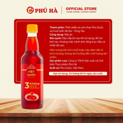 Nước mắm truyền thống Việt Quốc Phú Hà 22 độ đạm - 1 Chai 1 lít
