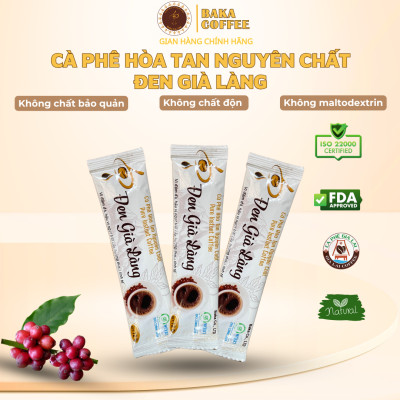 Cà Phê Hòa Tan Nguyên Chất ĐEN GIÀ LÀNG - Bì Zip