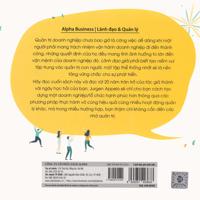 Tủ Sách Hay Dành Cho Nhà Lãnh Đạo: Lãnh Đạo Giỏi Phải Biết Tạo Niềm Vui; Tặng Kèm BookMark