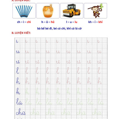Phiếu Bài Tập Cuối Tuần Tiếng Việt 1