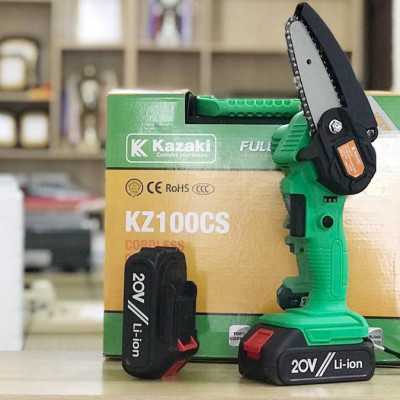 MÁY CƯA XÍCH MINI CẦM TAY DÙNG PIN 21V KAZAKI KZ100CS (2 PIN. 1 SẠC)- HÀNG CHÍNH HÃNG