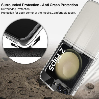 Ốp lưng trong suốt chống sốc cho Samsung Galaxy Z Flip 5 hiệu Likgus Crystal -  đệm khí 4 góc - Hàng nhập khẩu