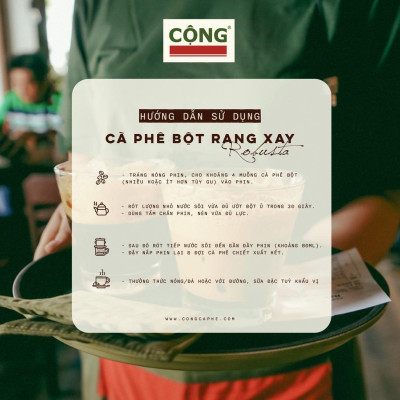 Combo cà phê bột 500gr, phin cà phê nhôm, cốc sứ 160ml Cộng Cà Phê - Bộ ba tiết kiệm