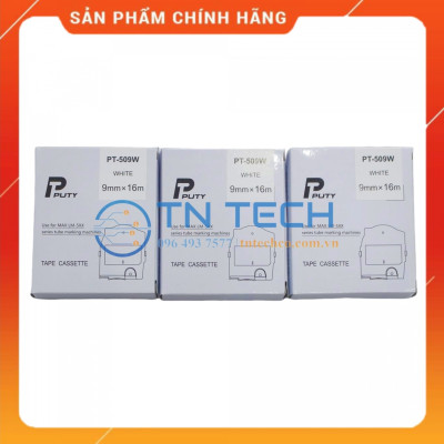 Nhãn in MAX PT-509W - Chữ đen nền trắng 9MM x 16M - Dùng cho máy in ống MAX [Hàng nhập khẩu]