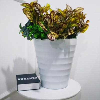 Combo từ 1 đén 2 chậu vòng tròn trồng cây cảnh bằng nhựa ABS bóng cao cấp M 32 cm x C 35cm Màu trắng