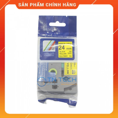 Nhãn In HZE-651 - Đen nền vàng 24mm x 8m - Dùng cho máy in BROTHER - AIMO - PUTY [Hàng nhập khẩu]