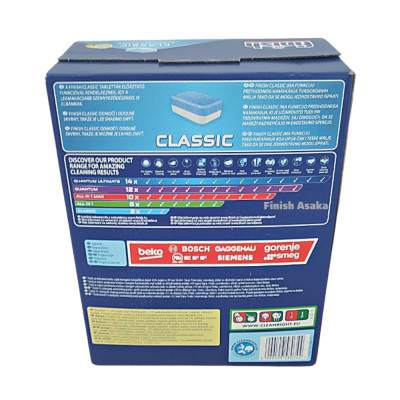 Combo rửa chén Finish: Viên Classic hộp 90 Viên, Muối hộp 4kg, Nước làm bóng 750ml, - Nhập khẩu Châu Âu.