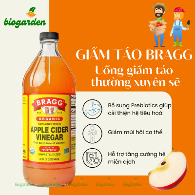 Giấm táo hữu cơ Organic Bragg 946ml (2 chai)