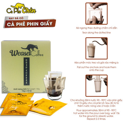 Combo: cà phê chồn phin giấy (10 gói x 15g)+ bột kem pha cà phê 170g