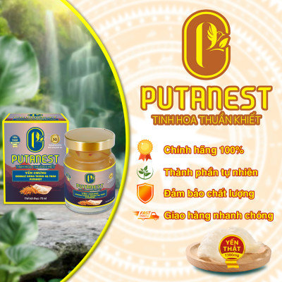 Yến chưng Isomalt Đông trùng hạ thảo PUTANEST hộp quà cao cấp 12 hũ 70ml cho người tiểu đường