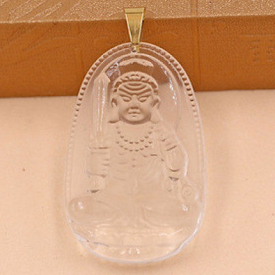 [Tuổi Dậu] Mặt Dây Chuyền Phật Bất Động Minh Vương Đá Pha Lê Trắng Size Nhỏ 3.6cm & Size Lớn 5cm- Tặng Kèm Móc Inox - Phong Thủy 868 - May Mắn - Bình An