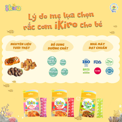 Rắc cơm Nấm hương nướng rong biển 27g iKiro (6 gói)