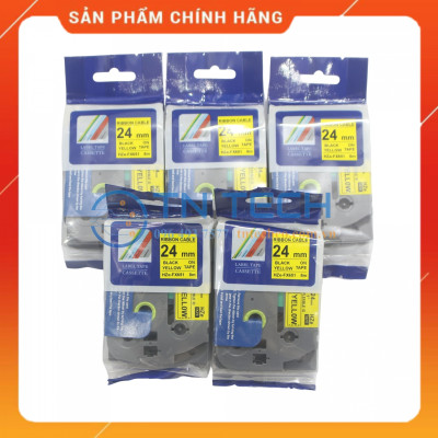 Nhãn In HZE-651 - Đen nền vàng 24mm x 8m - Dùng cho máy in BROTHER - AIMO - PUTY [Hàng nhập khẩu]