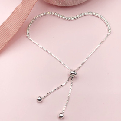 Vòng Tay, Lắc Tay Nữ Bạc 925 Dây Rút Đá Nhân Tạo Cao Cấp Bạc Hiểu Minh LTU583