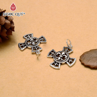 Charm chặn hạt chữ thập họa tiết cách điệu - Ngọc Quý Gemstones