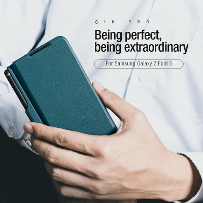 bao da chống sốc cho Samsung Galaxy Z Fold 6 trang bị nắp bảo vệ Camera và ngăn đựng S-Pen hiệu Nillkin Qin Pro (chất liệu da cao cấp, thiết kế thời trang cá tính) - Hàng nhập khẩu