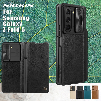 bao da chống sốc cho Samsung Galaxy Z Fold 6 trang bị nắp bảo vệ Camera và ngăn đựng S-Pen hiệu Nillkin Qin Pro (chất liệu da cao cấp, thiết kế thời trang cá tính) - Hàng nhập khẩu