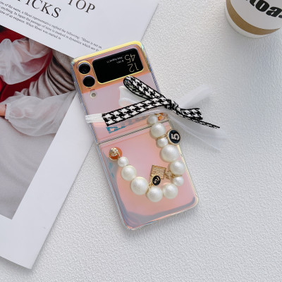 Ốp lưng chống sốc có dây đeo ngọc trai cho Samsung Galaxy Z Flip 4 hiệu HOTCASE Pearl Strap Case (chất liệu cao cấp sang trọng, thiết kế thời trang nữ tính) - Hàng nhập khẩu