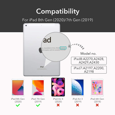 Bao da cho iPad Gen 8 10.2 2020 ESR Rebound Pencil Slim Smart Case (Có khe cắm bút Apple Pencil) - Hàng Nhập Khẩu