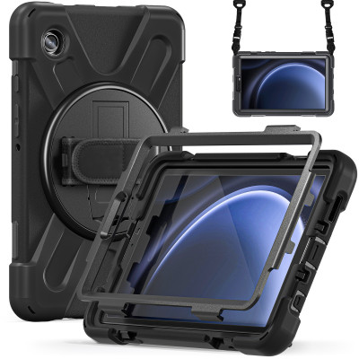 Ốp lưng cho Samsung Galaxy Tab A9/Tab A9 Plus Zaki chống sốc có chân dựng, dây đeo vai và tay - Hàng Chính Hãng