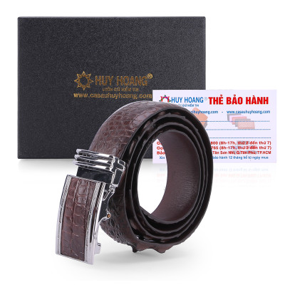 Thắt Lưng Nam Da Cá Sấu Gai Lưng Huy Hoàng HT4244 - Nâu Đất