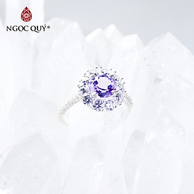 Nhẫn bạc nữ đá thạch anh tím mệnh hỏa. thổ - Ngọc Quý Gemstones