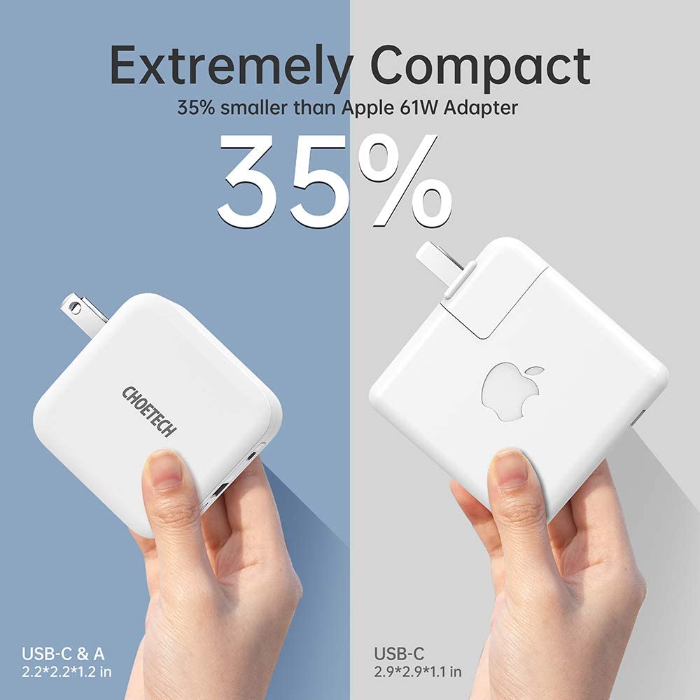 Bộ Củ Sạc Dành Cho Macbook, Laptop, Điện Thoại 65W CHOETECH PD8002 GaN Tech + Type-C to C 100W 1.8M XCC-1002-GY - Hàng Chính Hãng