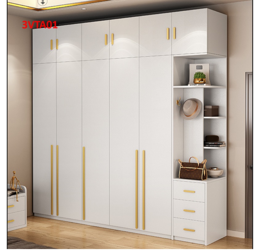 Tủ quần áo thiết kệ hiện đại - Tủ quần áo gỗ MDF 3VTA01A - Nội thất lắp ráp Viễn Đông ADV