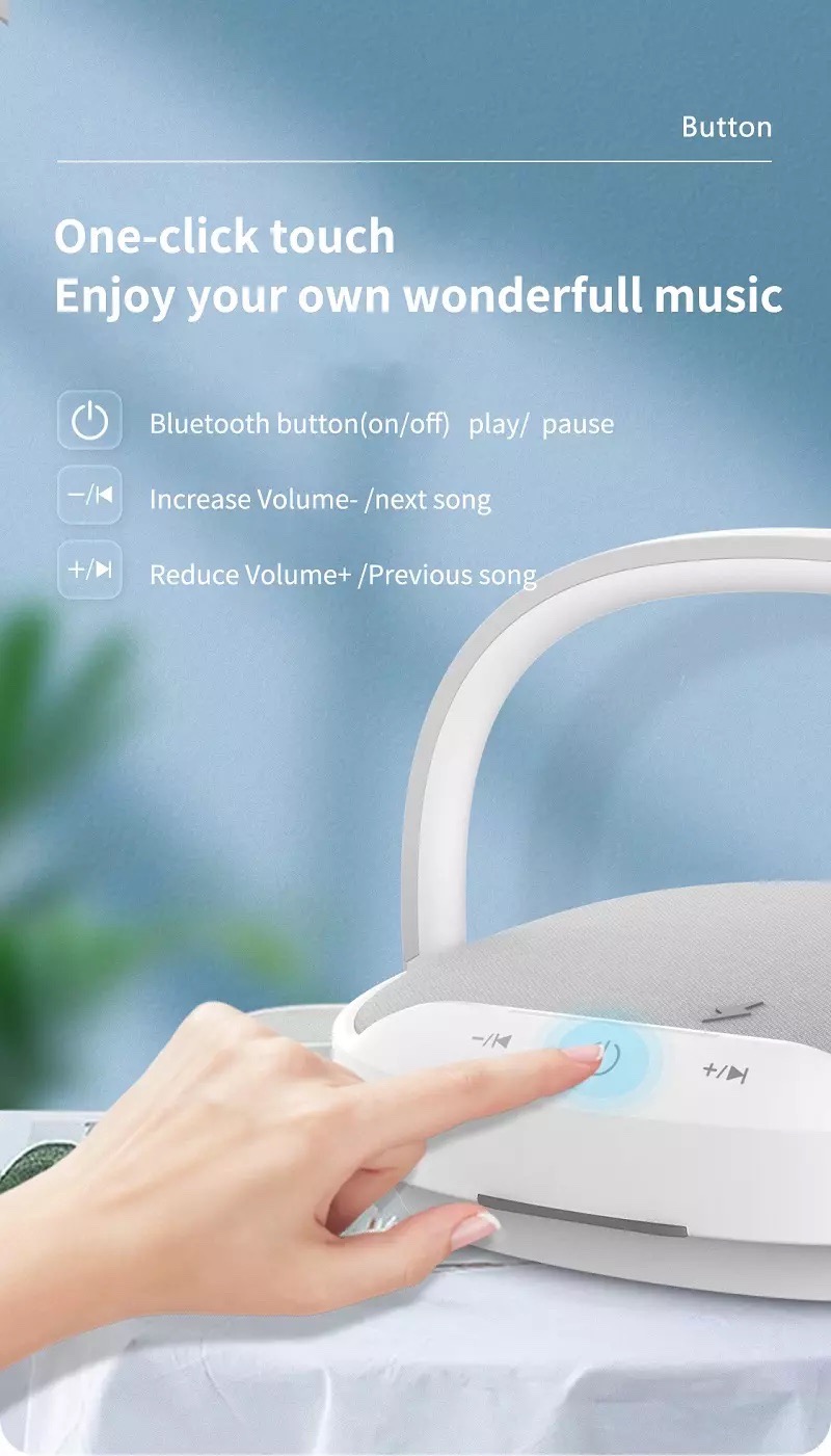 Loa Wiwu Wireless Charging Desk Lamp Speaker Y1 Dành Cho Các Thiết Bị Có Bluetooth Có Đèn, Sạc Không Dây - Hàng Chính Hãng