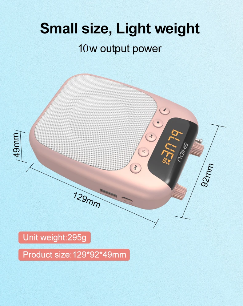 Tặng Kèm Micro Không Dây Trị Giá 199K - Loa Trợ Giảng Có Dây Shidu SD-S358 Công Suất Loa 10W Kết Nối Bluetooth,FM, Dung Lượng Pin 2500mAh Sử Dụng Lên Tới 15h. SHIDU S358 10W Wireless Mini Amplifier Meeting Guide Headset Micro Wireless - Hàng Chính Hãng